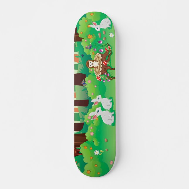 Skateboard Forêt verte et animaux mignons (Devant)