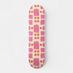 Skateboard Formes peintes rose et orange sur fond de crème
