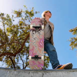 Skateboard Fractale rose funky