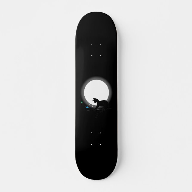 Skateboard Full Moon Black Cat And Stars (Devant)