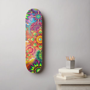 Skateboard Funky Retro Motif Abstrait Boho