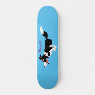 Skateboard Funny Border Collie chien en course dessin animé