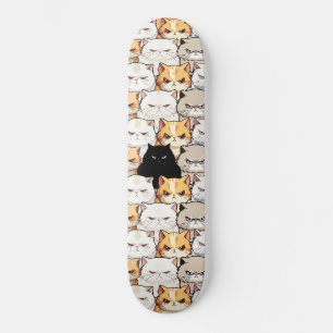 Skateboard Funny coloré Moody Meow Cats Kitten Motif animal