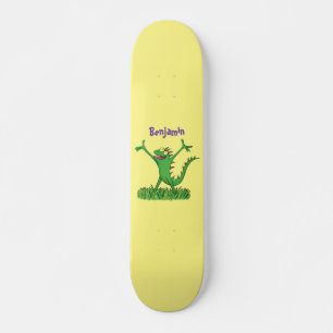 Skateboard Funny green smiling animated iguana lizard