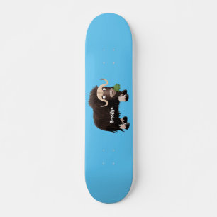 Skateboard Funny musk ox cartoon illustration