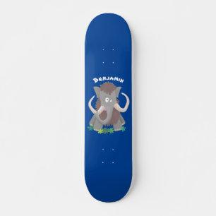 Skateboard Funny woolly mammoth cartoon illustration