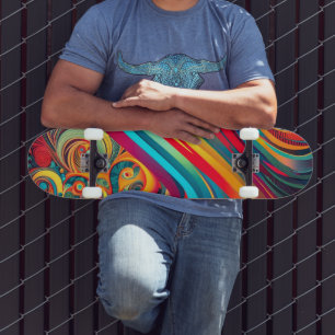 Skateboard Fusion de Vagues de Couleur – Art Abstrait Moderne