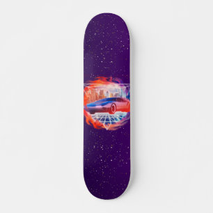 Skateboard Futurisme rétro Moderne Synth Voiture Vague Nuit G