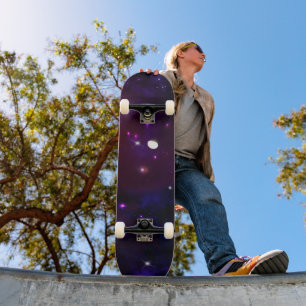 Skateboard Galaxie violette bleu nuit