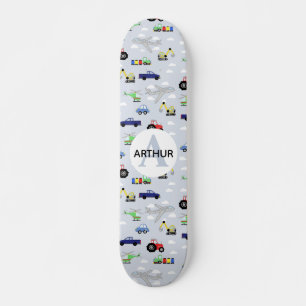 Skateboard Garçons Cool Bleu Moderne Transport Voiture Motif