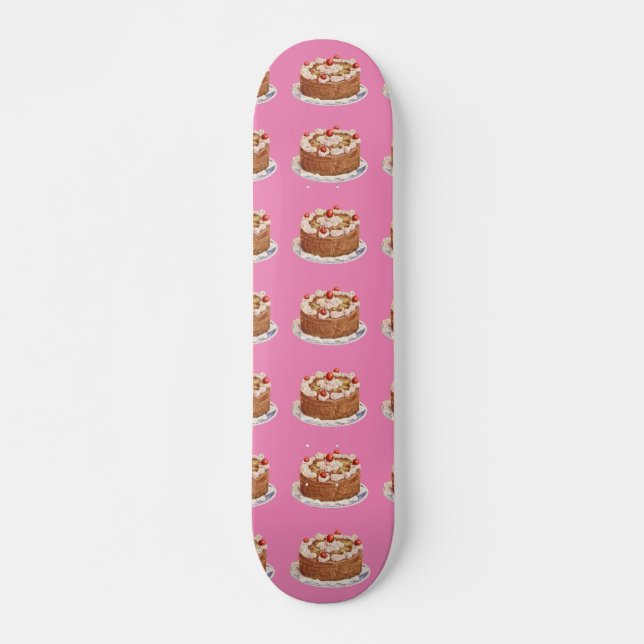 Skateboard Gâteaux vintages Sucres Anniversaire Rose (Devant)