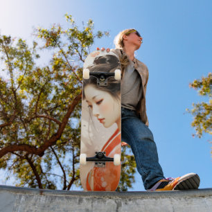 Skateboard Geisha Orange Ink