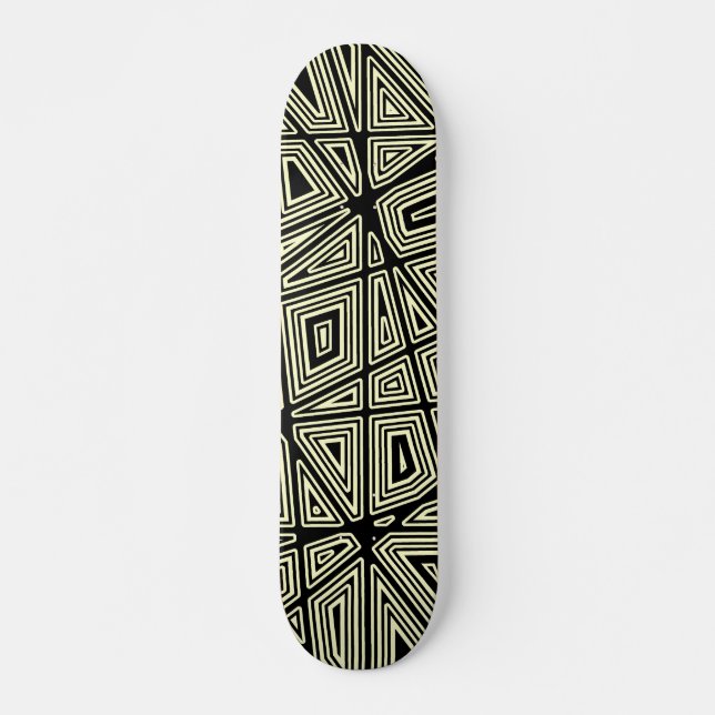 Skateboard Géométrique - Noir sur crème (Devant)