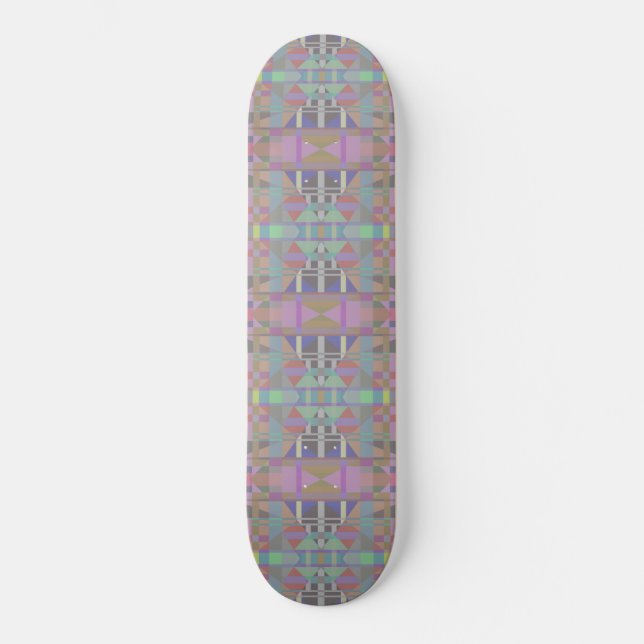 Skateboard Géométrique vert violet rose (Recto)