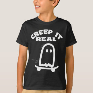 Skateboard Ghost Halloween Costume Funny Ghost Ska T-Shirt