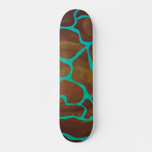 Skateboard Giraffe Impression Brown et Turquoise