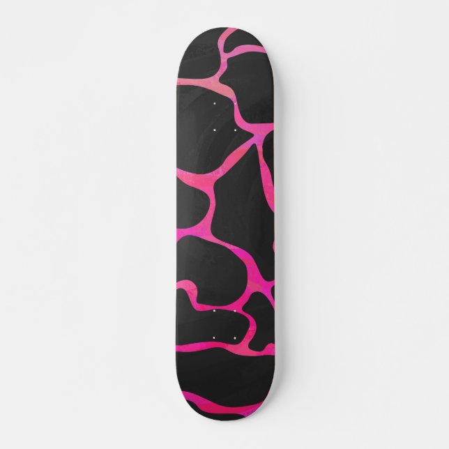 Skateboard Giraffe rose chaude et noire (Devant)