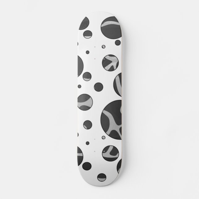 Skateboard Giraffy Polka Dot noir et gris clair Impression (Recto)