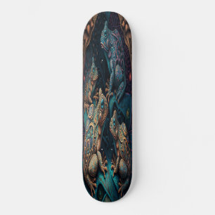 Skateboard Girly 4 Blue Artistic Frogs