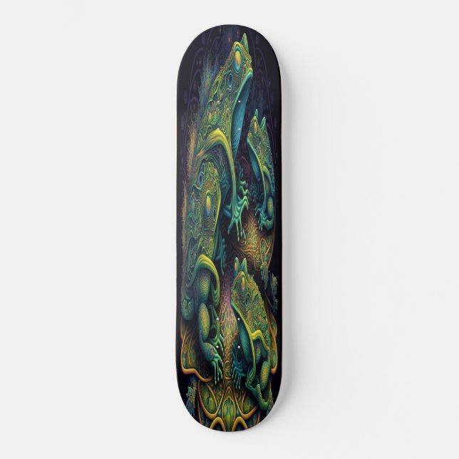 Skateboard Girly Green Artistic Frogs (Front)
