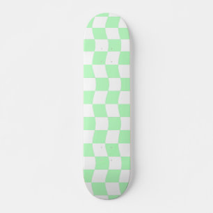 Skateboard Girly Pastel Green White Wavy Check Motif