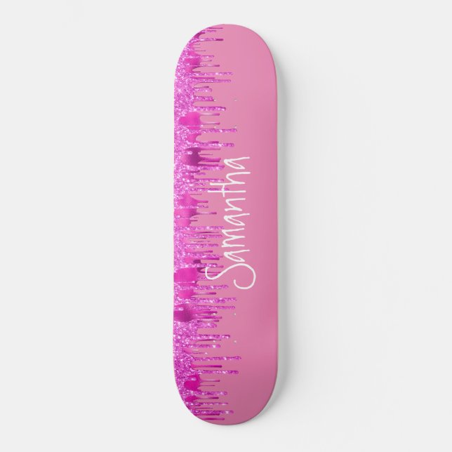 Skateboard Girly Pinky Parties scintillant (Recto)