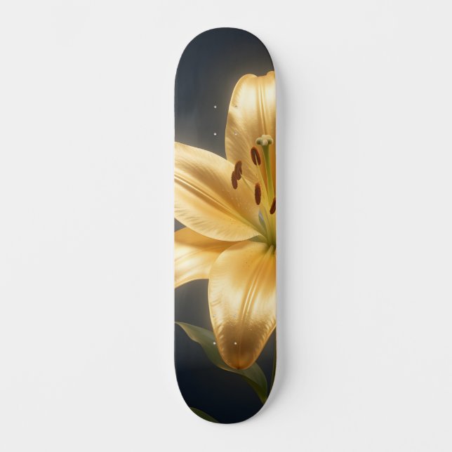 Skateboard Glowing golden lily flower (Recto)