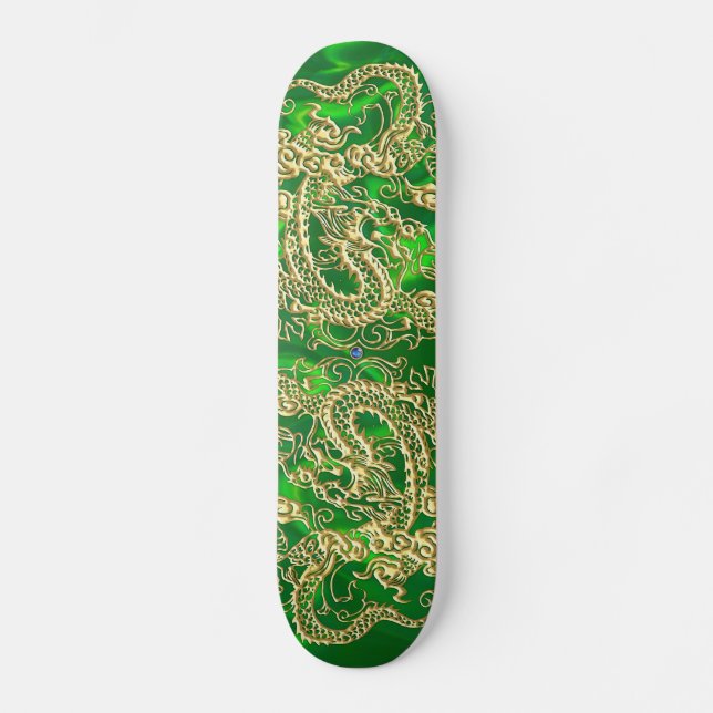 Skateboard Gold Dragon Green Satin Lush Skboard (Recto)