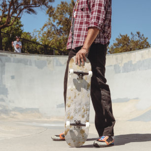 Skateboard Gold Faux Cowhide Imprimer Métallurgique Rustique 