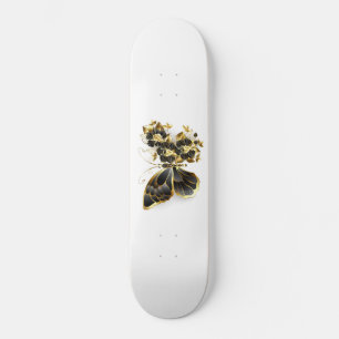 Skateboard Gold flower Butterfly with Black Orchid