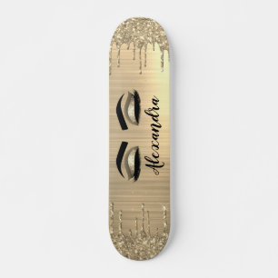 Skateboard Gold Glitter Sparkle Eyelashes Monogram