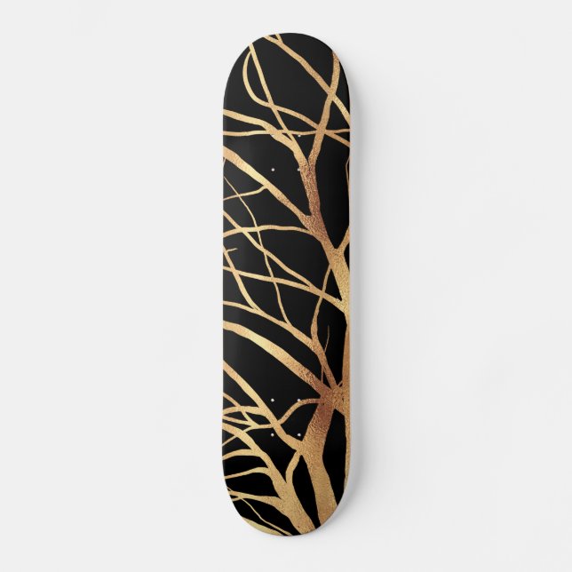 Skateboard Gold Tree Silhouette Minimum Black Design (Recto)