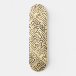 Skateboard Golden Abstrait Maze Ethnic Tribal Gold Cool Artsy
