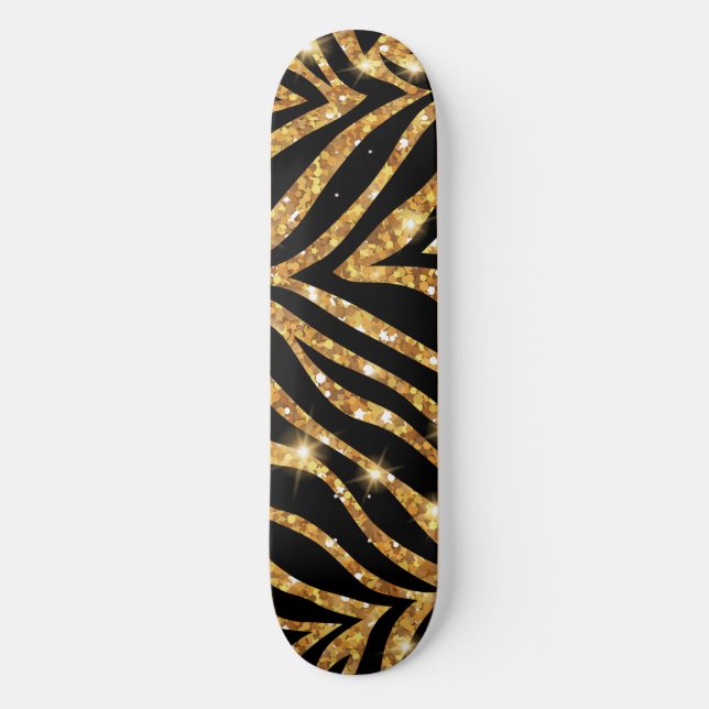 Skateboard Golden Zebra Glittery Motif (Recto)