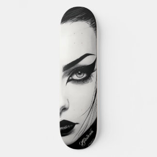 Skateboard Goth girl bold ink drawing