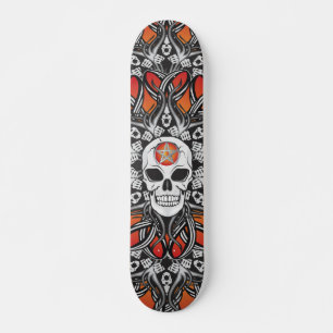 Skateboard Goth Skull - Patinage orange