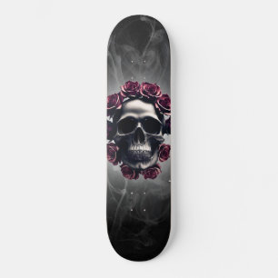 Skateboard Gothique Horreur crâne foncé et Rose