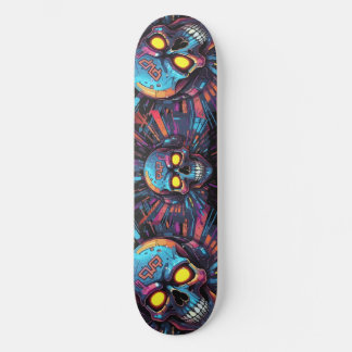 Skateboard Graffiti Art Skull Cyberpunk 2