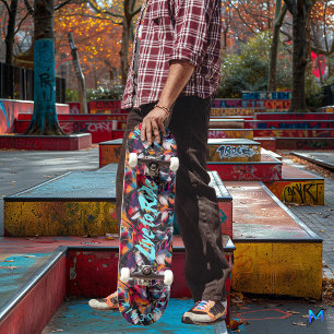 Skateboard Graffiti avec la devise "Live to Ride" en bleu éle