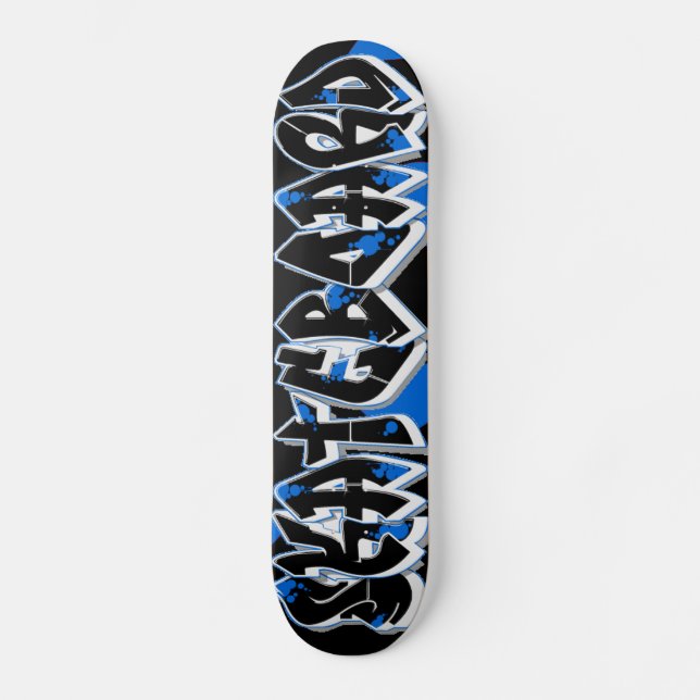 Skateboard graffiti style blue and black (Front)