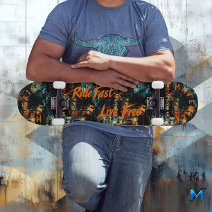 Skateboard Graffiti Urbain Audacieux & Trajet Orange Vitesse