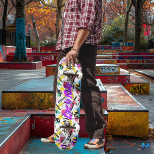 Skateboard Graffiti vibrant et devise 'Vivre pour rouler' en