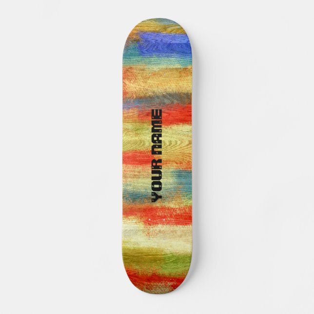 Skateboard Grain en bois Abstrait coloré (Recto)