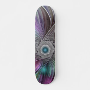 Skateboard Grande Fleur colorée Abstraite Trippy Fractal Art