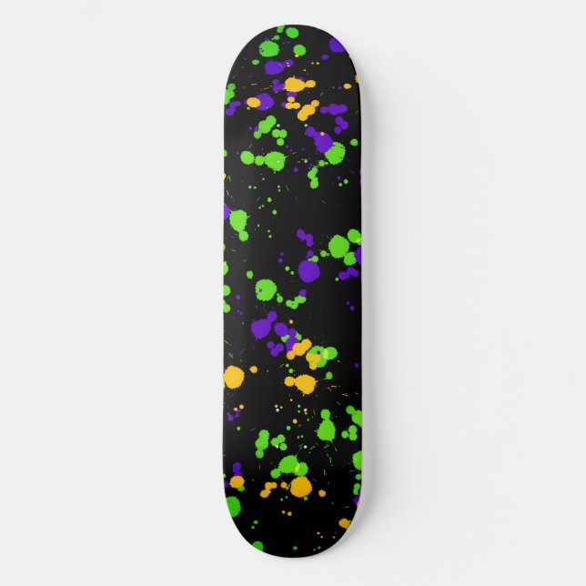 Skateboard Green Blue Yellow Paint Splatter Design Pattern (Recto)