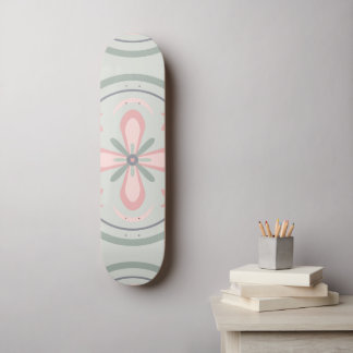 Skateboard Green Pastel Floral Tiles