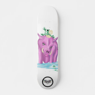 Skateboard Grenouille verte chevauchant porc rose