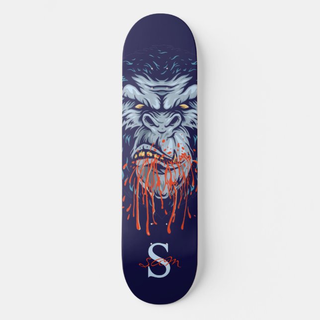 skateboard Grey Gorilla Skull Monogram  (Front)
