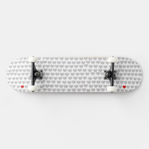 Skateboard - Grey Hearts Red Heart