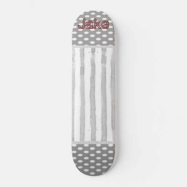 Skateboard gris blanc (Recto)